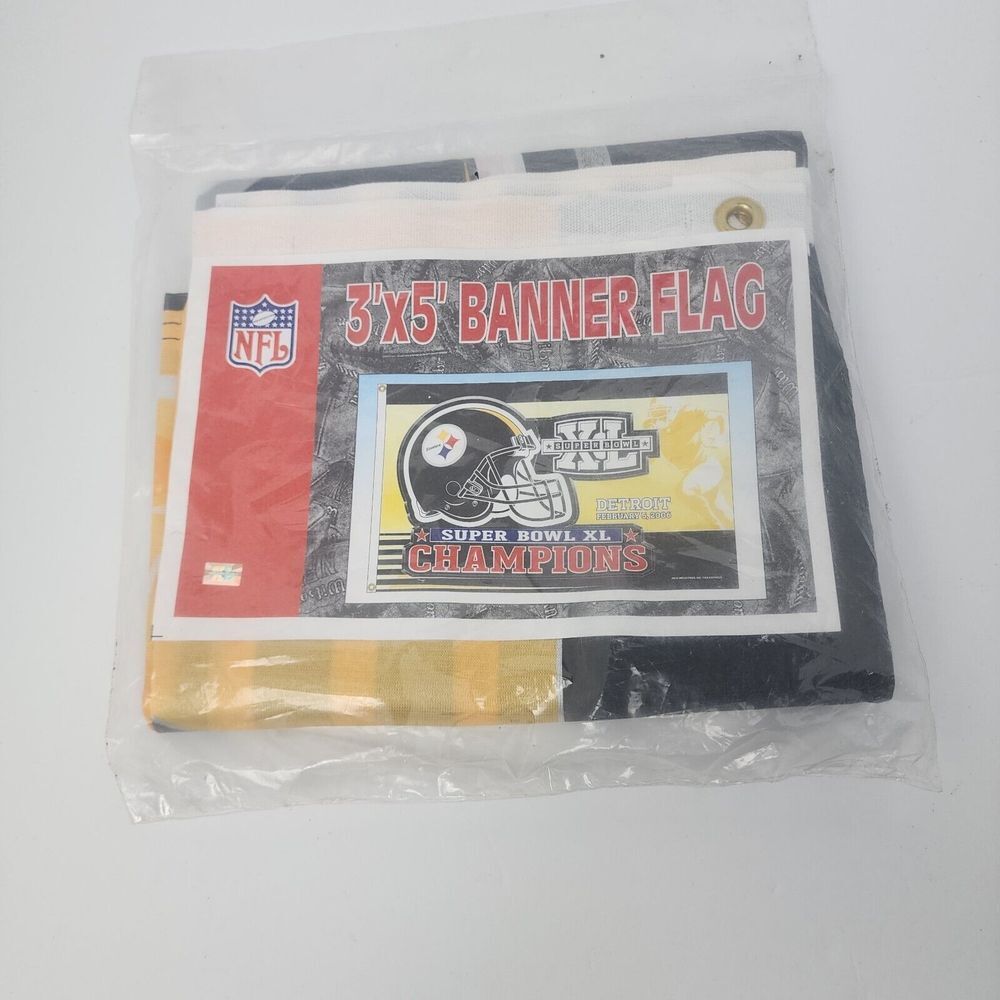 Vintage 2006 NFL Pittsburgh Steelers Super‎ Bowl XL Champions 3x5 Banner Flag